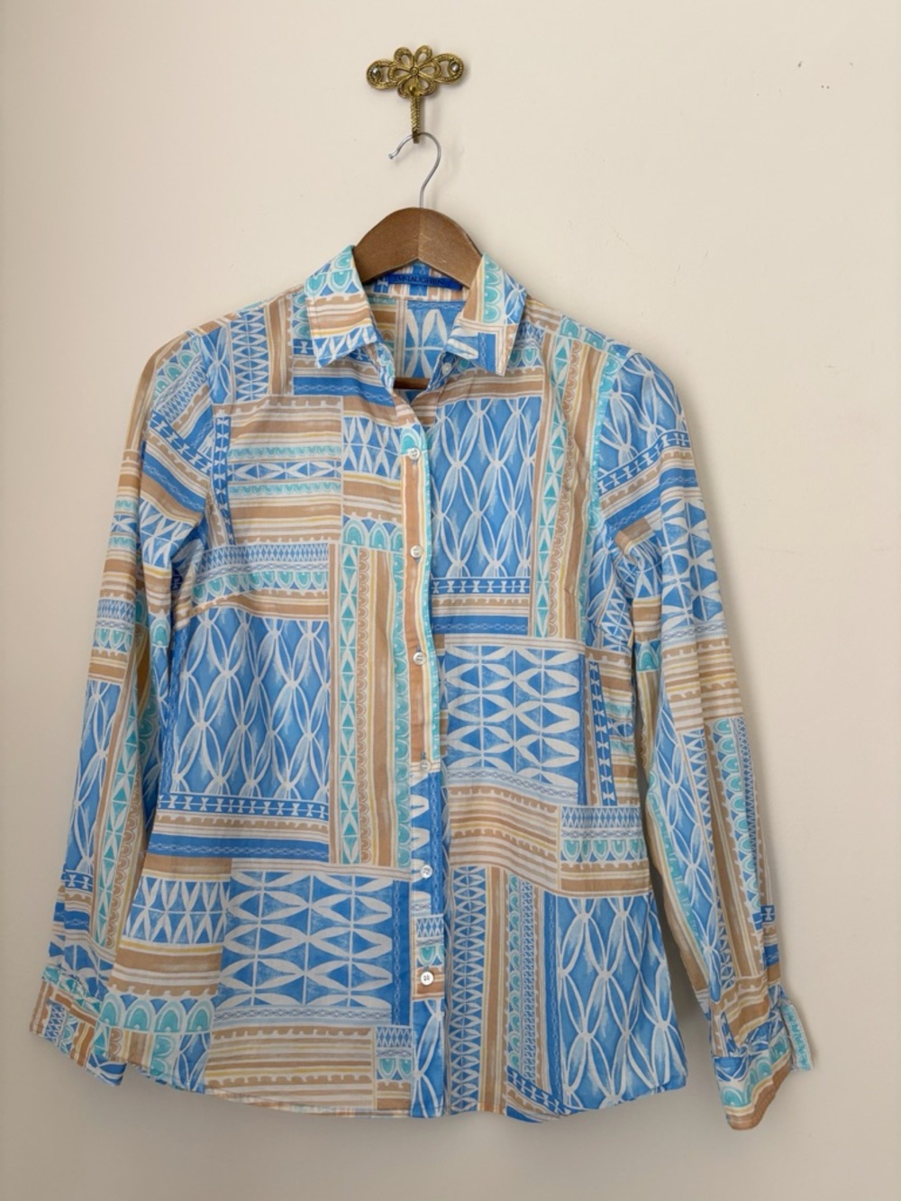 J. McLaughlin Geometric Tile Print Button Front L… - image 1